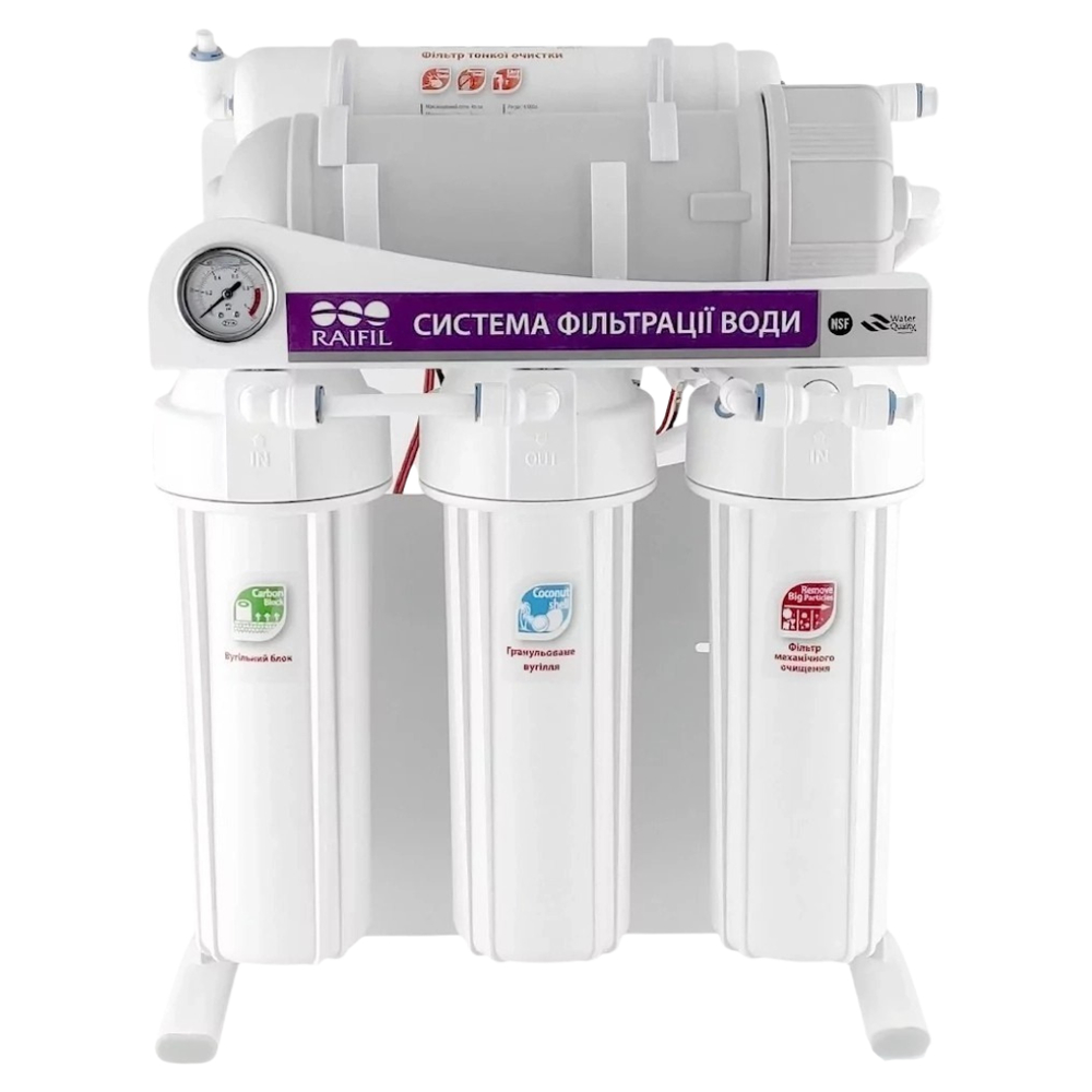 Фильтр обратного осмоса Raifil 300G 3/8" 10" Slim с манометром